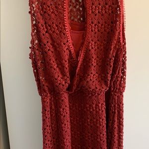Red dress from Free People - mesh, comfortable, great for all occasions